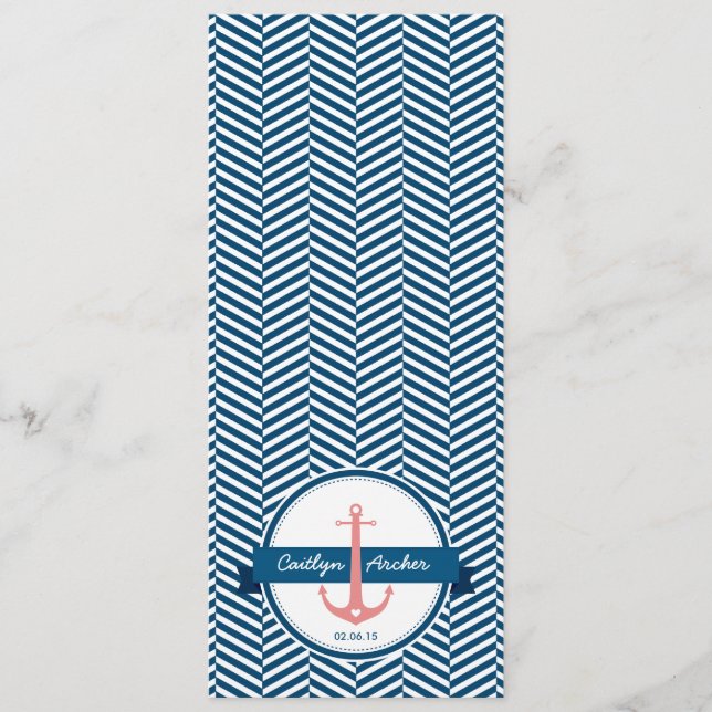 RECEPTION DINNER MENU monogram nautical anchor (Front)
