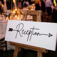 Reception direction sign, wedding arrow sign