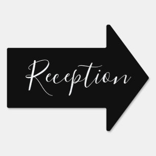 Reception Directional Black White Elegant Modern Sign