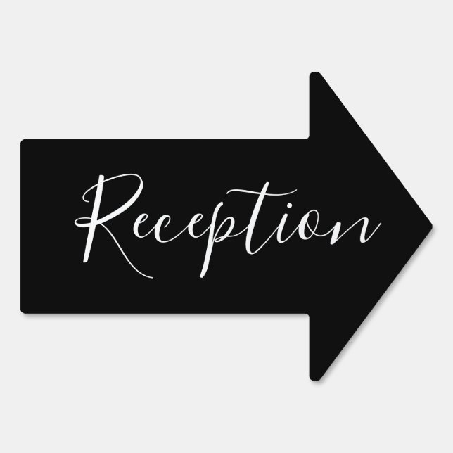 Reception Directional Black White Elegant Modern Sign (Back)