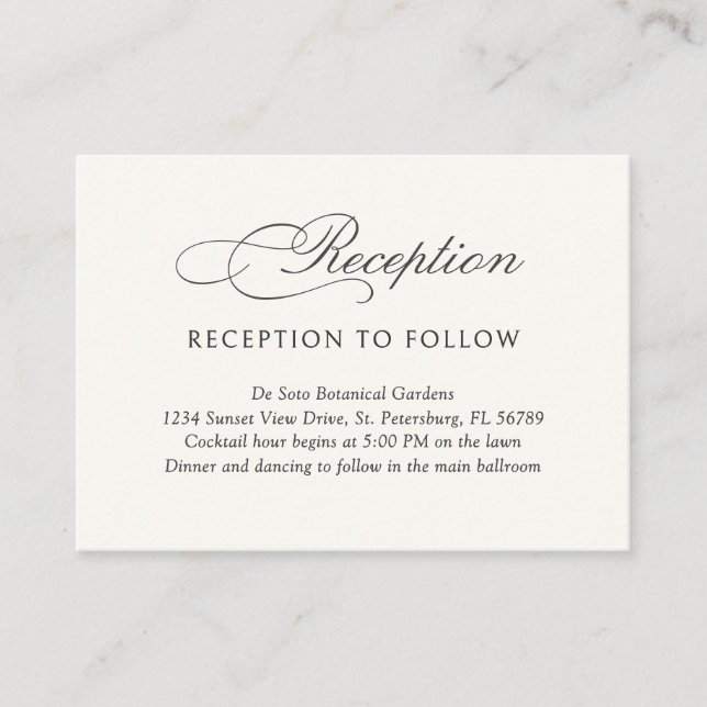 Reception Directions Wedding Enclosure Card (Front)