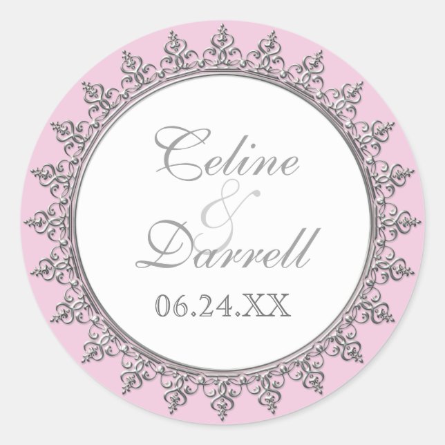 Reception Favor Sticker Classic Baroque Swirl (Front)