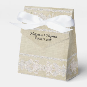 Reception Favors Rustic Lace w Aged Vintage Linen Favor Boxes