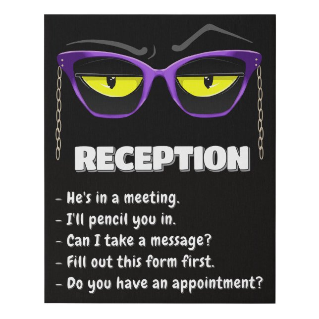 Reception – Funny Office Cat Canvas Print (Front)