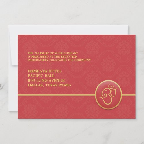 Reception Indian Style Flat Card Personalized Invitations