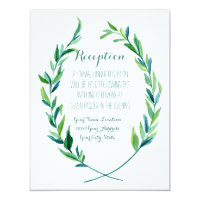 Reception Laurel Wreath Modern Simple Olive Leaf Invitation