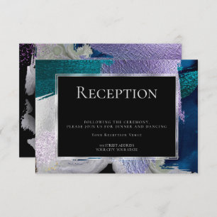 Reception Modern Faux Metallic Teal Violet Invitation