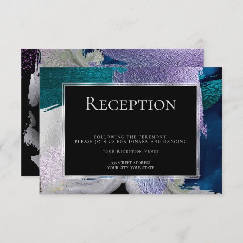 Reception  Modern Faux Metallic Teal Violet Invitation