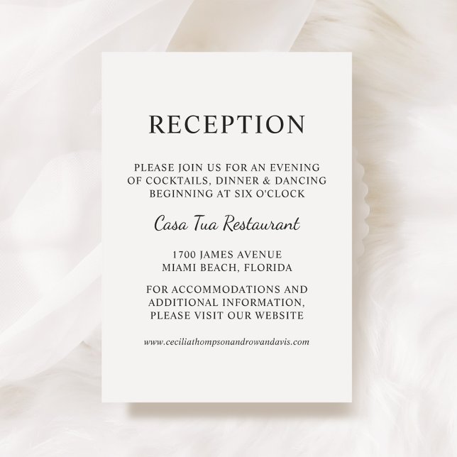 Reception Modern Minimalist Black and White Enclosure Card (Creator Uploaded)
