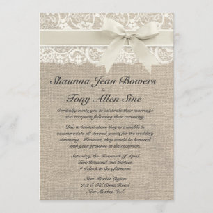 Reception of marriage between ivory and jute canva invitation