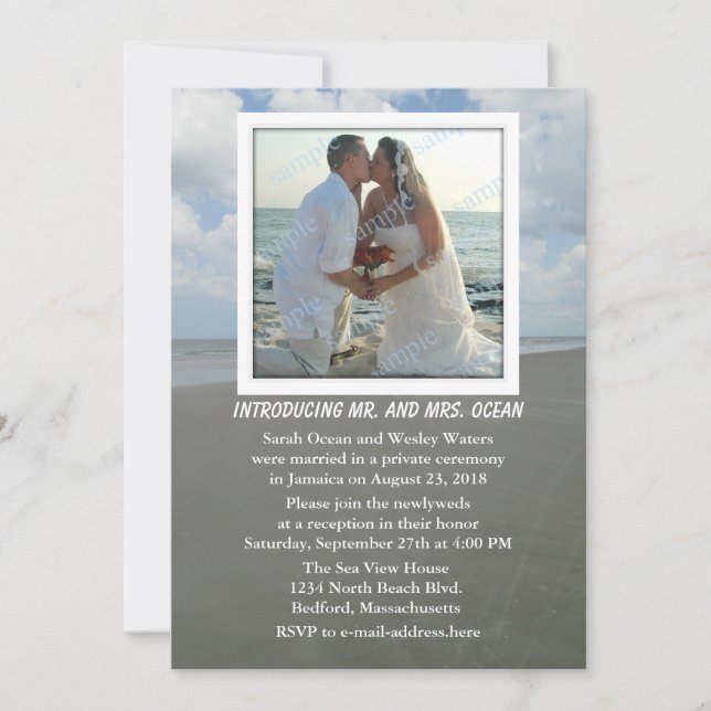Reception Only Beach Theme Wedding Party Invites (Front)