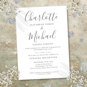 Reception Only Gray And White Script Wedding Invitation