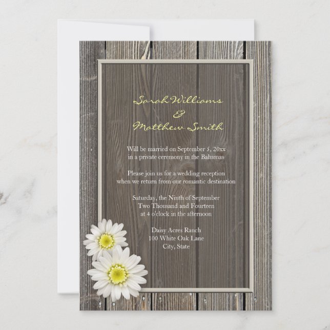 Reception Only Rustic Daisy Wedding Invitations (Front)