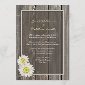 Reception Only Rustic Daisy Wedding Invitations