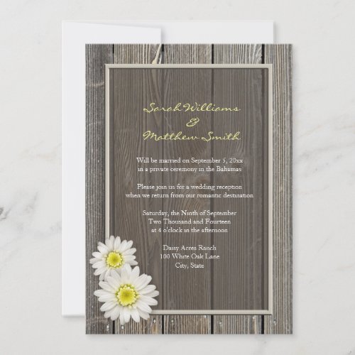 Reception Only Rustic Daisy Wedding Invitations