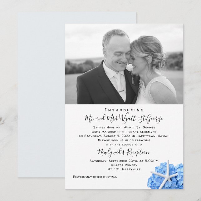 Reception Only Seaside Garden Photo Announcement (Front/Back)