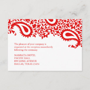 Reception Paisley Indian Style Wedding Flat Card