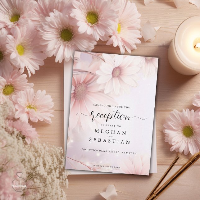 Reception Pale Blush Pink Daisy Enclosure Card (Creator Uploaded)