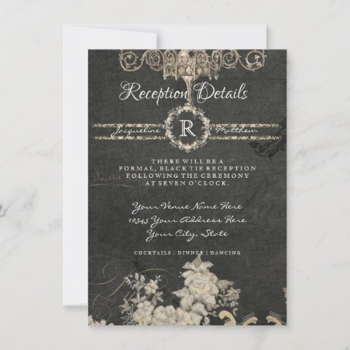 Reception Paris Chalkboard Monogram Typography Invitation