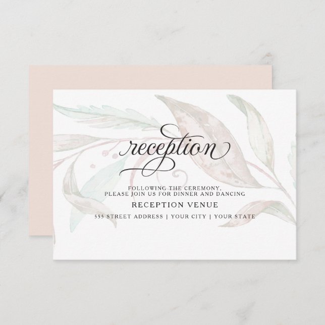 RECEPTION | Pastel Watercolor Wispy Foliage Invitation (Front/Back)