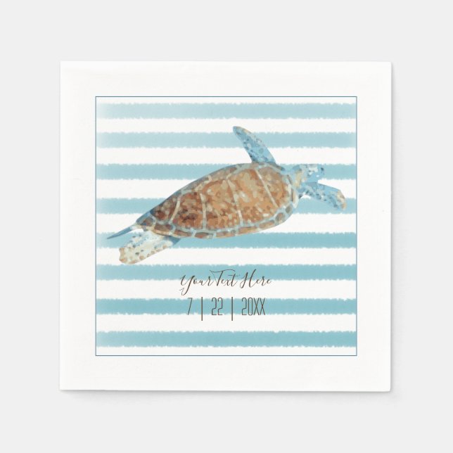 Reception Personalized Sea Turtle Beach Themed Napkins (Front)