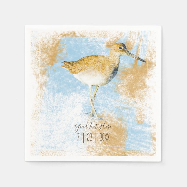 Reception Personalized Shorebird Beach Themed Napkins (Front)
