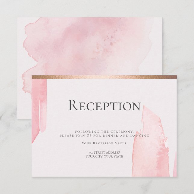Reception | Pink Blush Watercolor Wash Invitation (Front/Back)