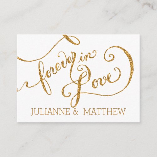 Reception Place Cards Script Forever Love Glitter