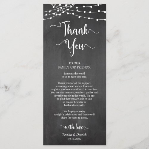 Reception Place Setting Thank You chalkboard Card