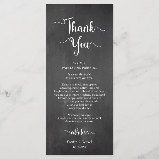 Reception Place Setting Thank You, chalkboard card | Zazzle.com