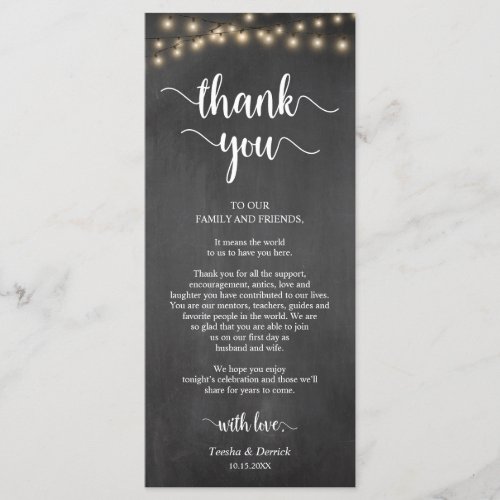 Reception Place Setting Thank You chalkboard Card