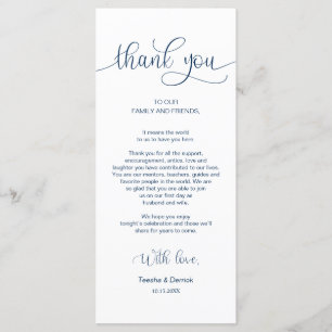 Reception Place Setting Thank You, Navy Blue Cards