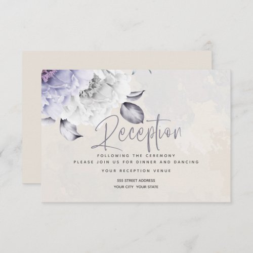 RECEPTION  Rustic Lilac and Alabaster Peony Flora Invitation