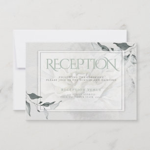 Reception Sage Green Leafy Dahlia Watercolor Wash RSVP Card