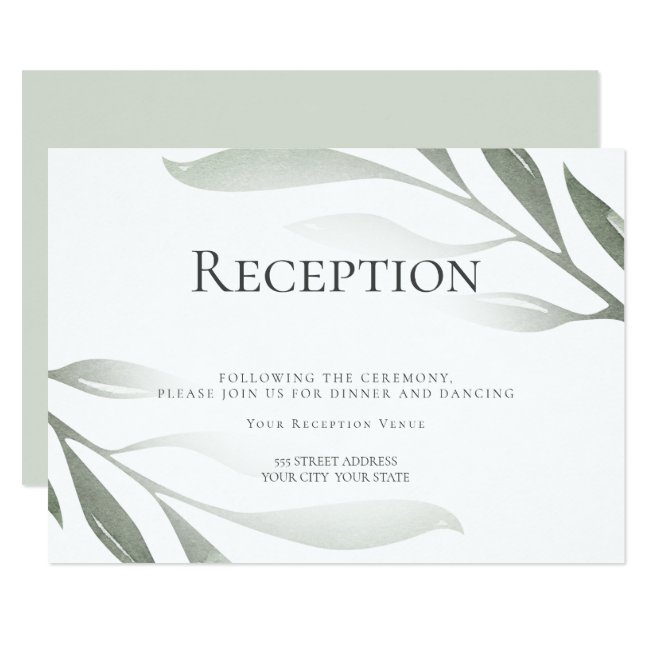 Reception | Sage Green Olive Branch Watercolor Invitation