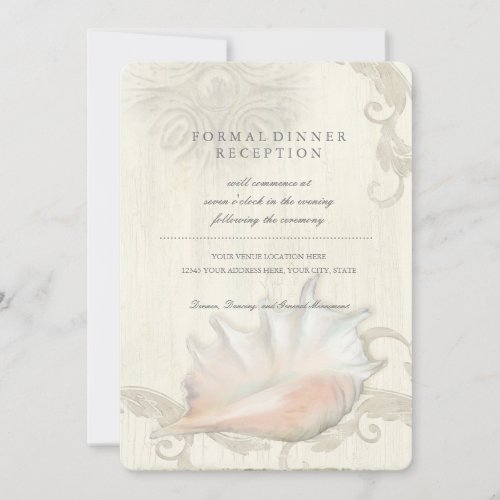 Reception Shore Beach Seashell Conch Shell Wedding Invitation