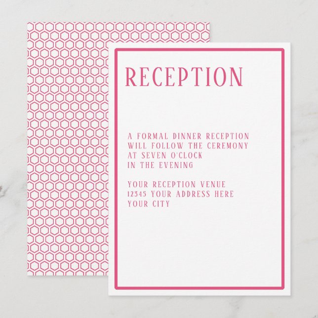 Reception Simple Modern Bold Hexagon Geometric Invitation (Front/Back)