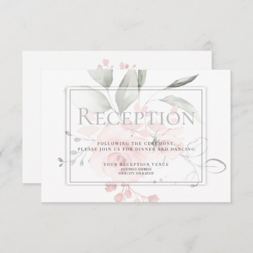 Reception  Spring Pink Sweetheart Roses Invitation