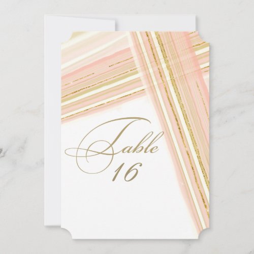 Reception Table Number Modern Lines Gold Pink