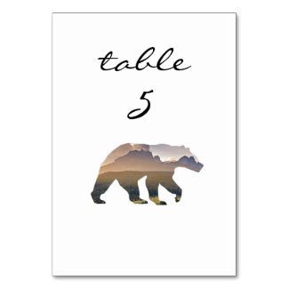 Reception Table Number Rustic Forest Bear