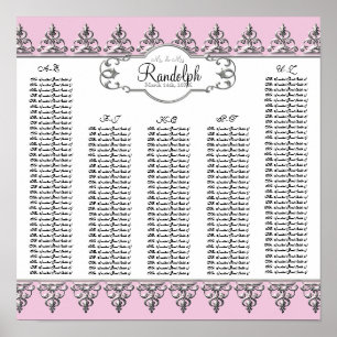 Reception Table Seating Chart Baroque Swirl Silver