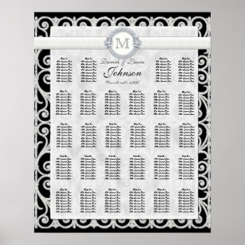 Reception Table Seating Chart  Diamonds & Lace Poster by AudreyJeanne at Zazzle