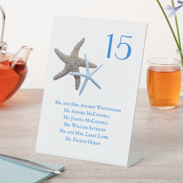 Reception Table Seating Pedestal Sea Stars Sign (In SItu)