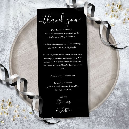 Reception Thank You Black And White Place Card