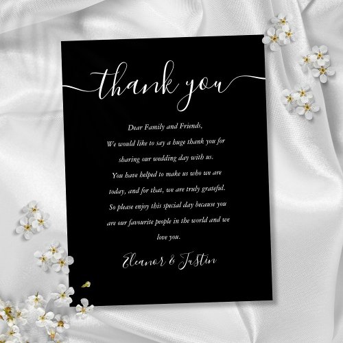 Reception Thank You Black And White Place Card