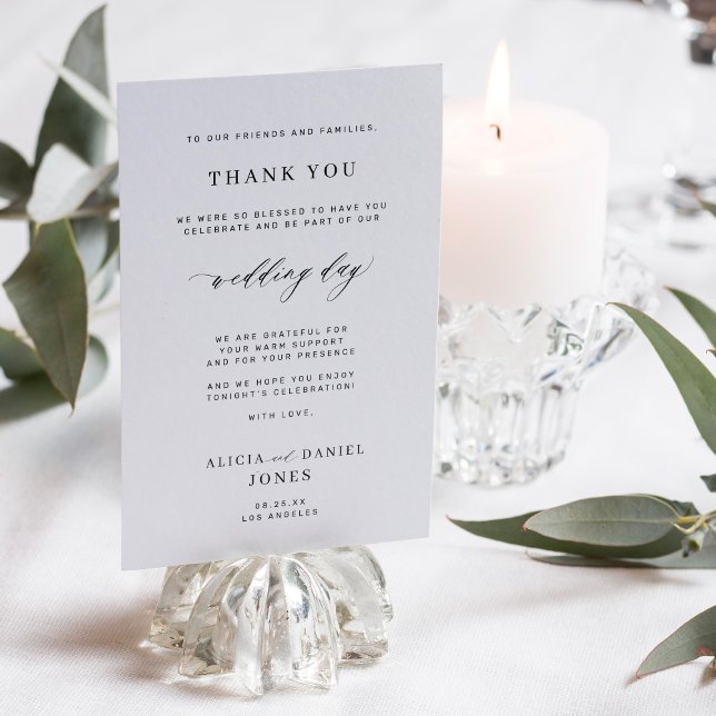 Reception thank you black white wedding place card (Creator Uploaded)