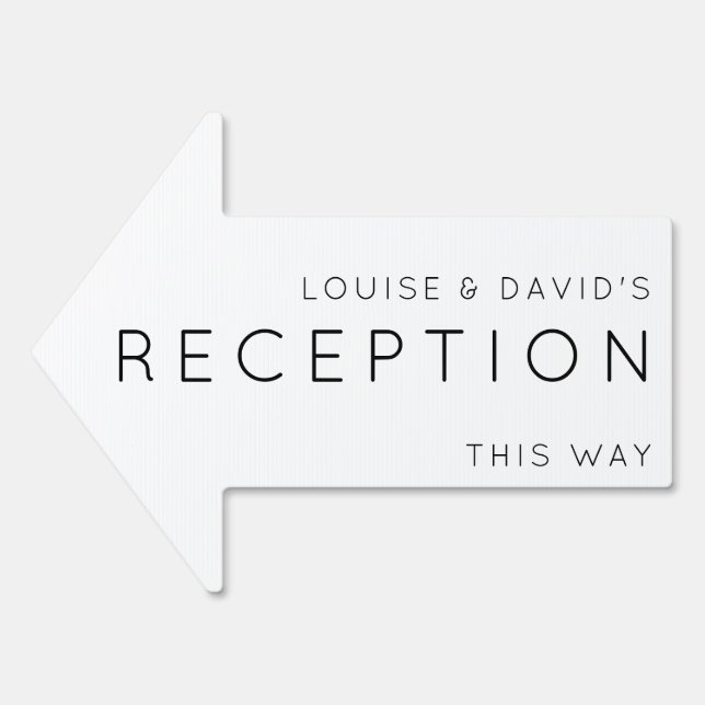Reception This Way Arrow Minimalistic Yard Sign (Front)