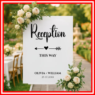 Reception This Way Left Arrow Heart Welcome Sign