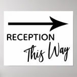 Reception This Way Simple Black &amp; White Arrow Sign at Zazzle
