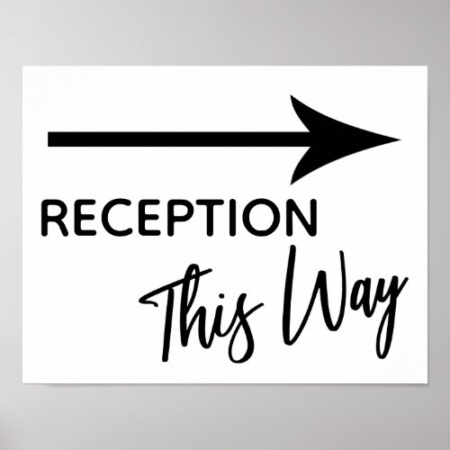 Reception This Way Simple Black  White Arrow Sign